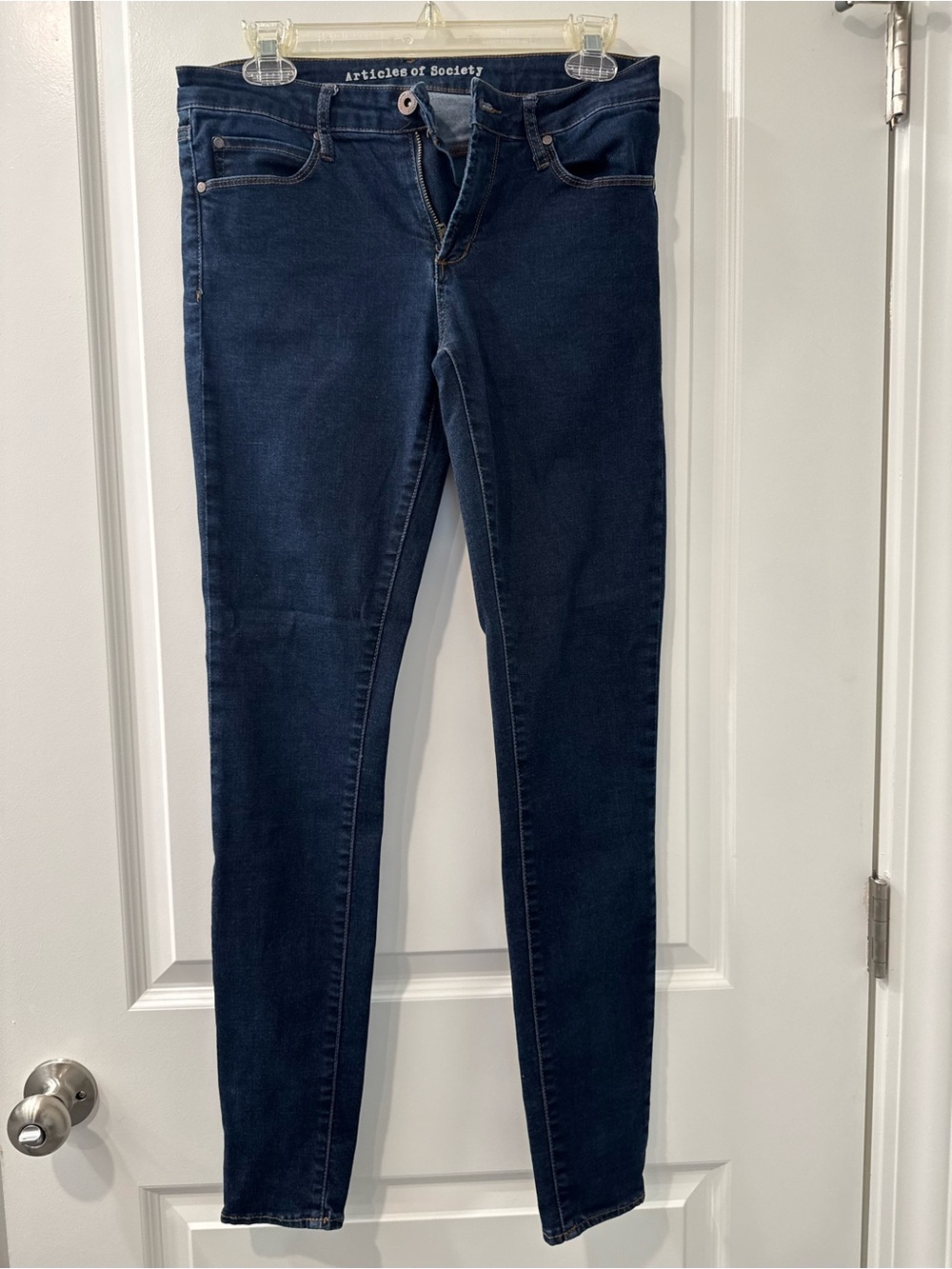 Articles of Society Navy Mid-Rise Skinny Jeans